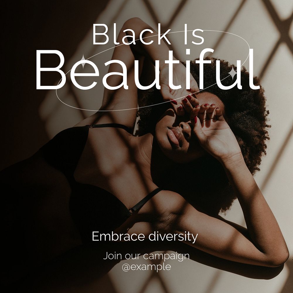 Black is beautiful Instagram post template, editable text