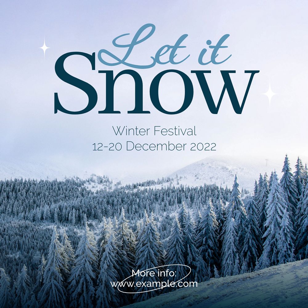 Winter snow festival Instagram post template, editable text