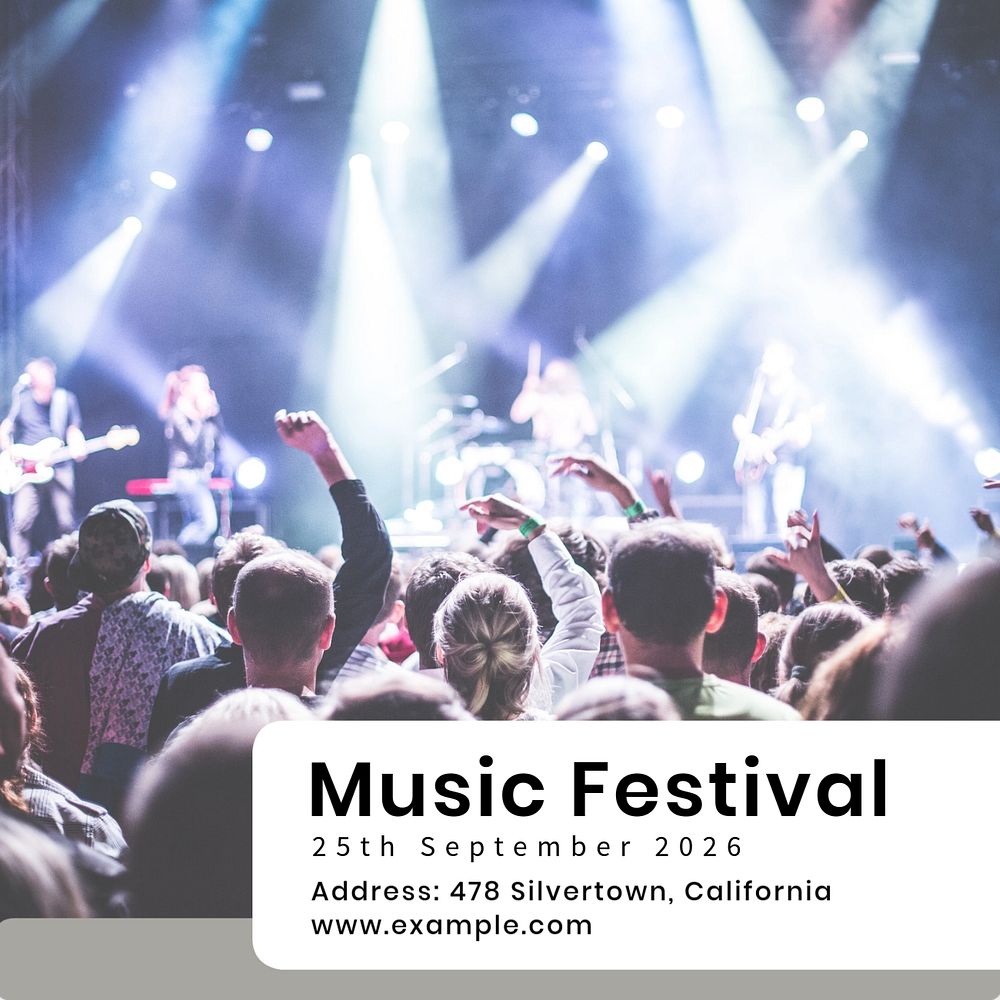 Music festival Instagram post template, editable text