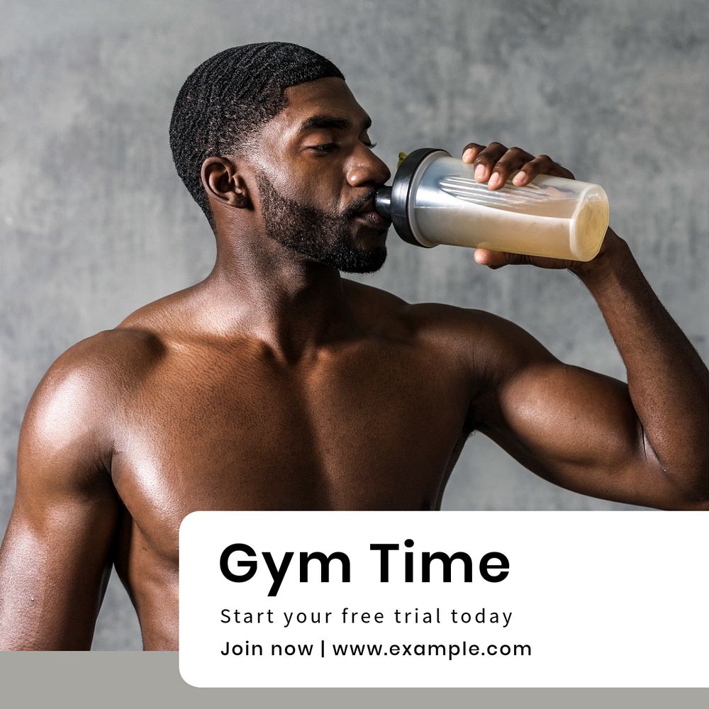 Gym time Instagram post template, editable text