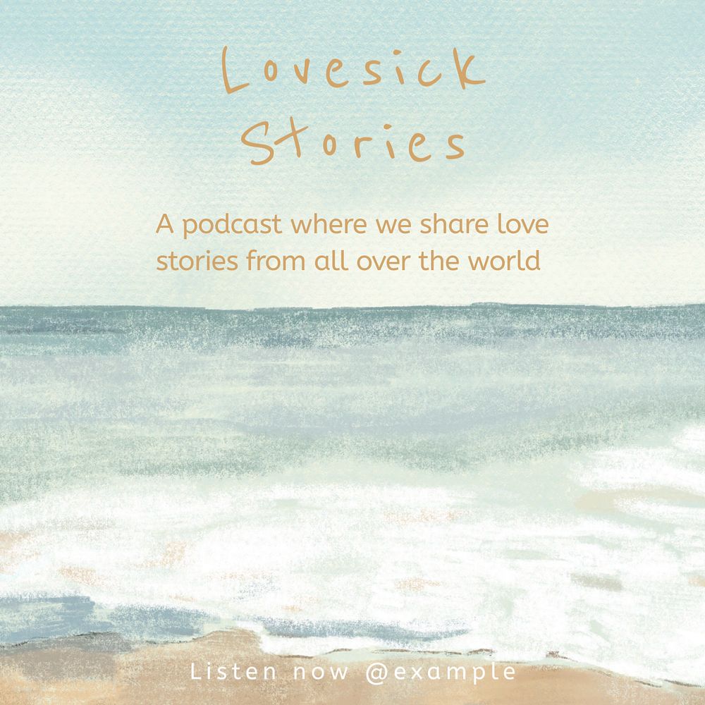 Lovesick podcast  Instagram post template, editable text