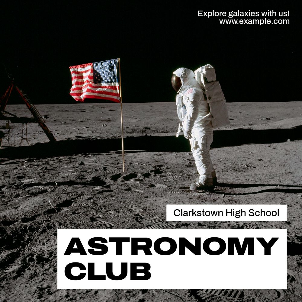 Astronomy club Instagram post template, editable text