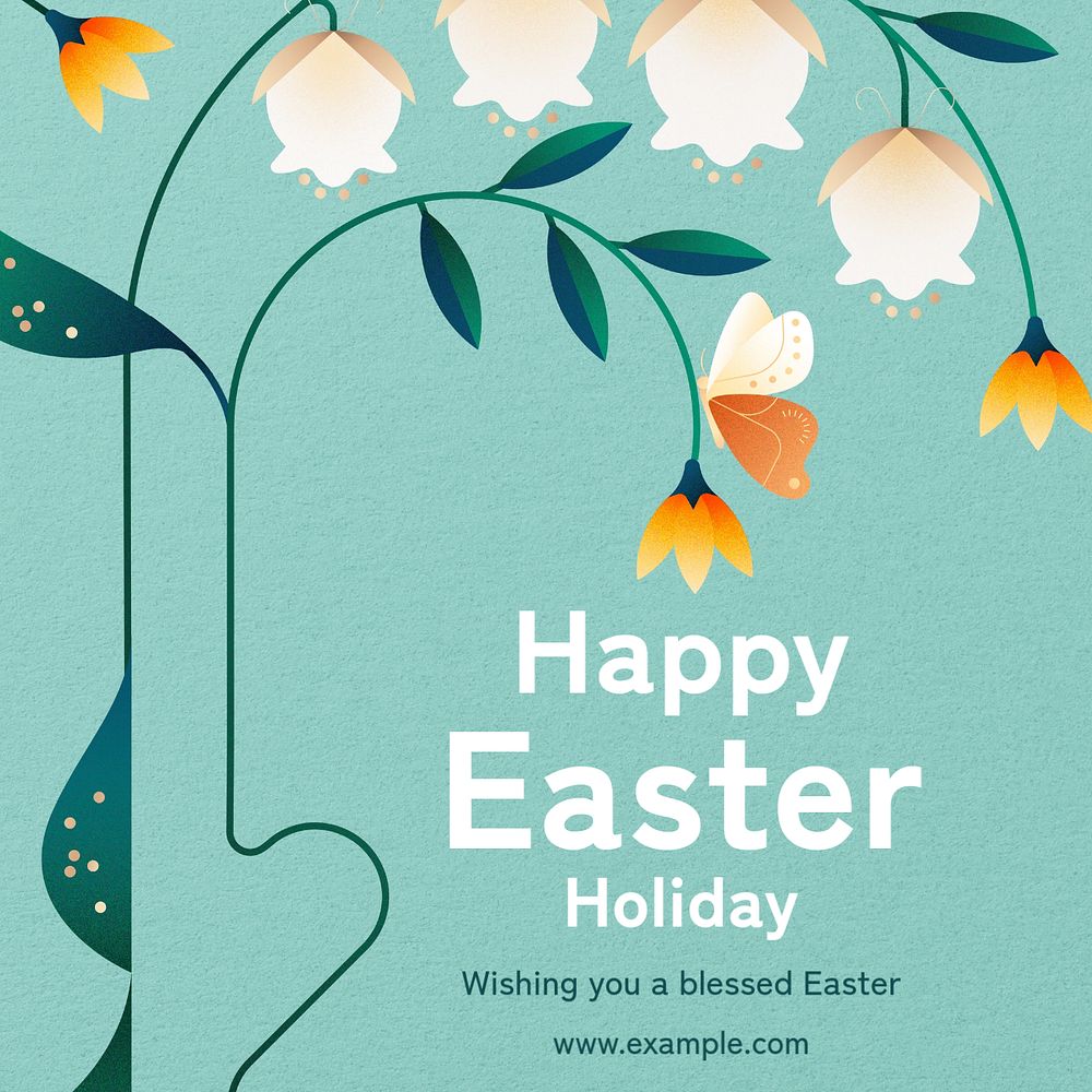 Happy Easter Instagram post template, editable text