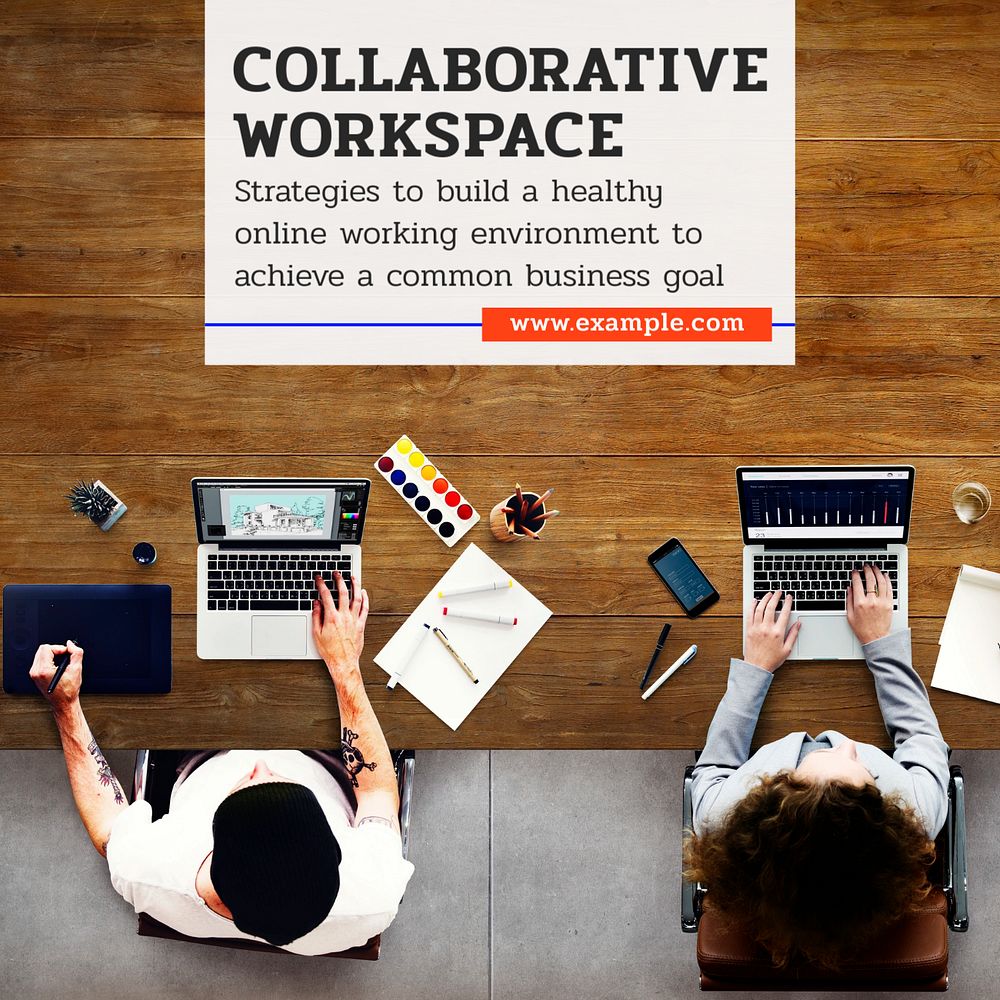 Collaborative workspace Instagram post template, editable text