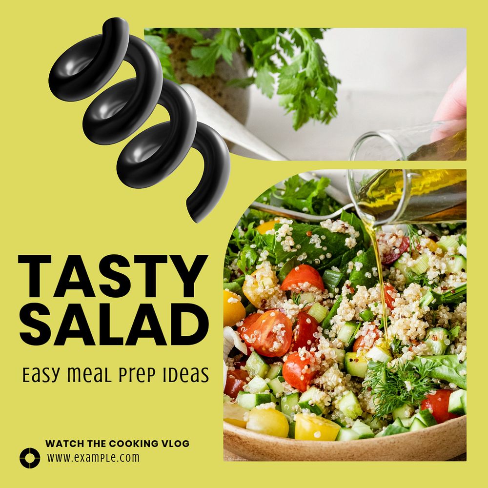 Salad prep Instagram post template, editable text