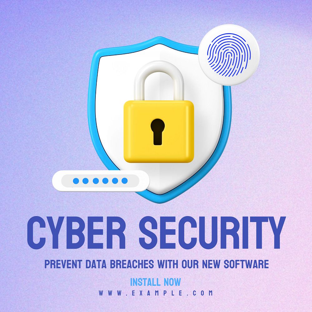 Cyber security Instagram post template, editable text