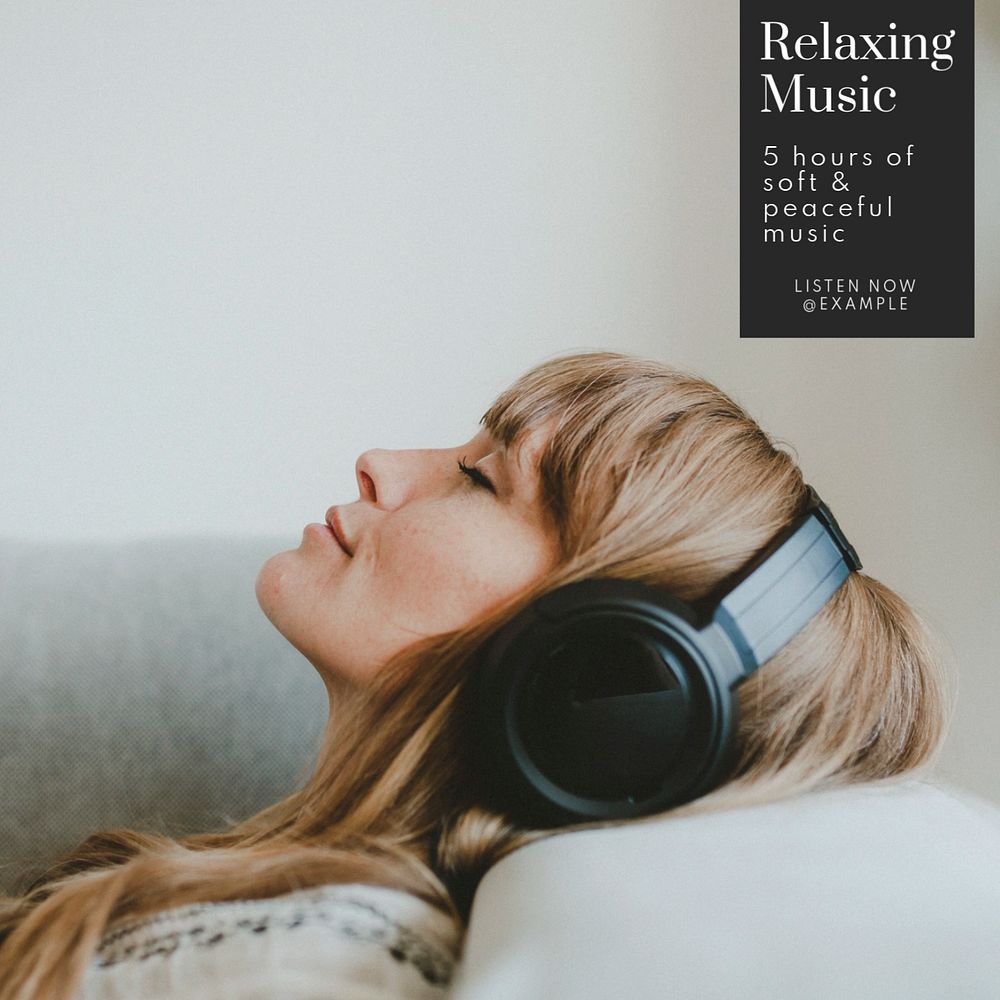 Relaxing music Instagram post template, editable text