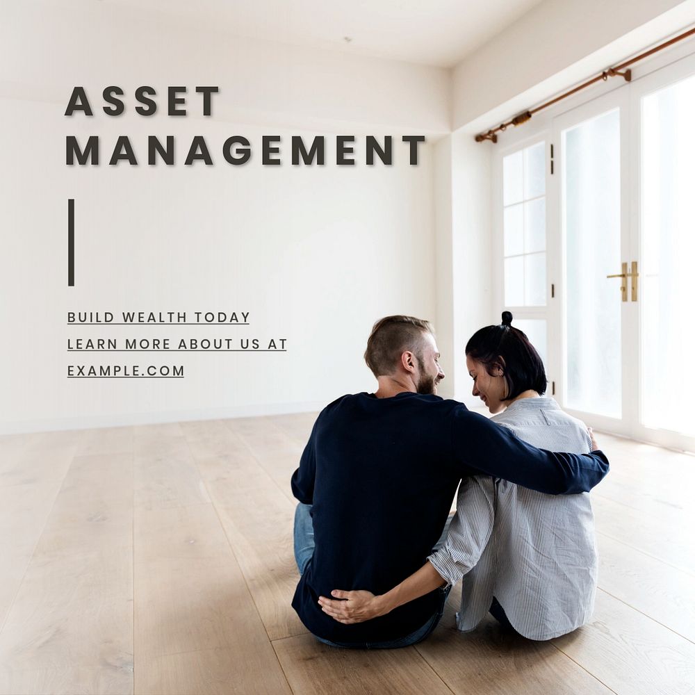 Asset management Instagram post template, editable text