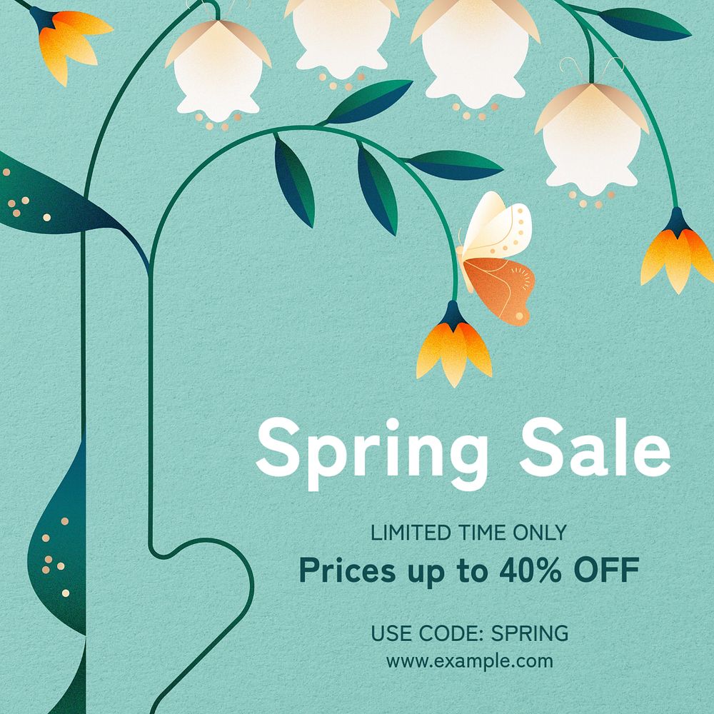 Spring sale Instagram post template, editable text