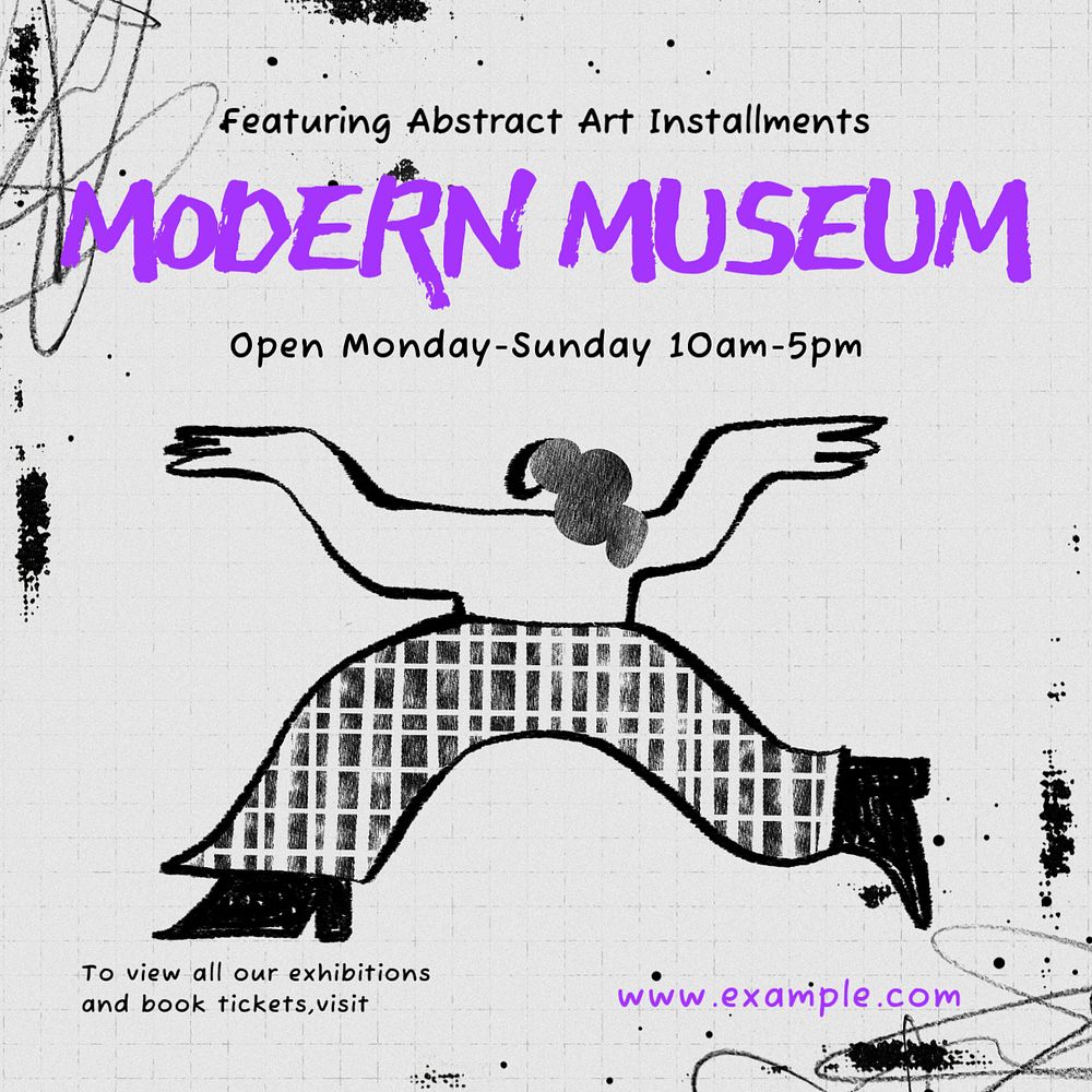 Modern museum Instagram post template, editable text