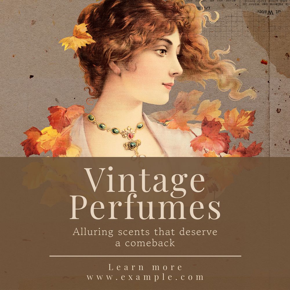 Vintage perfume Instagram post template, editable text