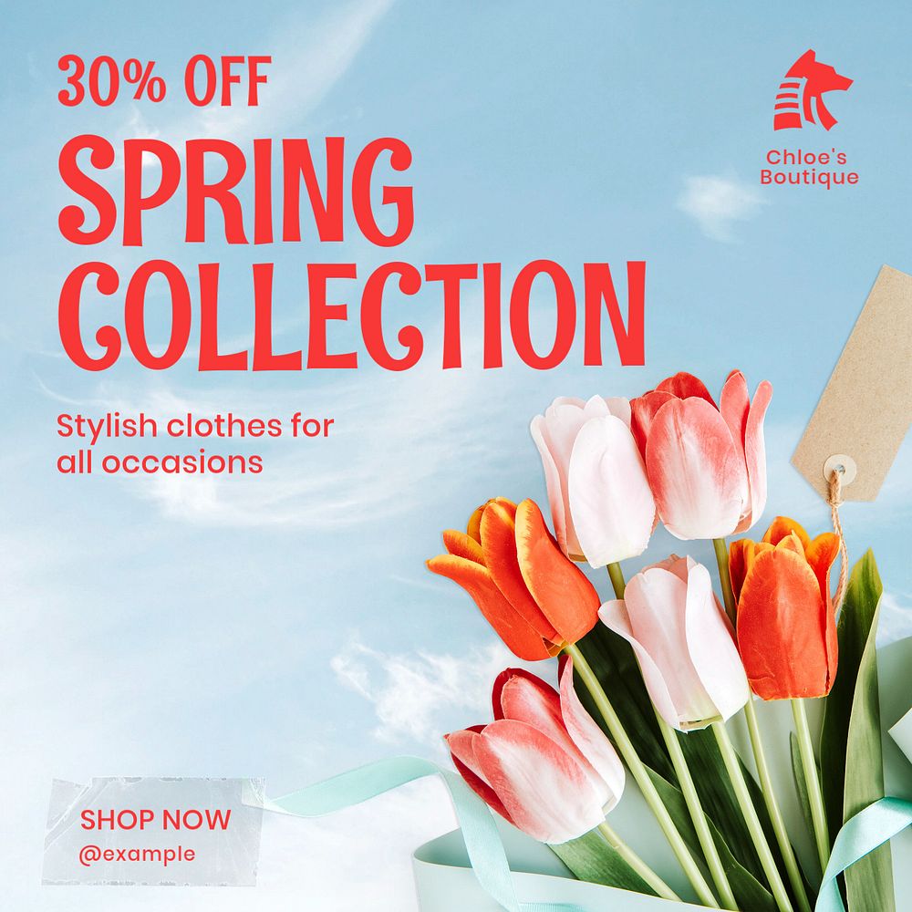 Spring collection Instagram post template, editable text