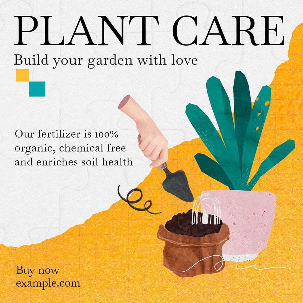 Plant care Instagram post template, editable text