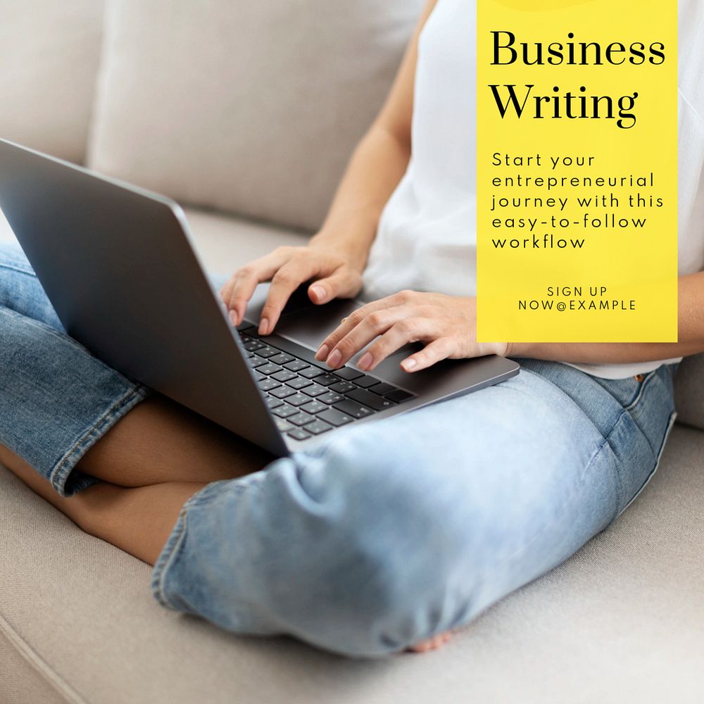 Business writing Instagram post template, editable text