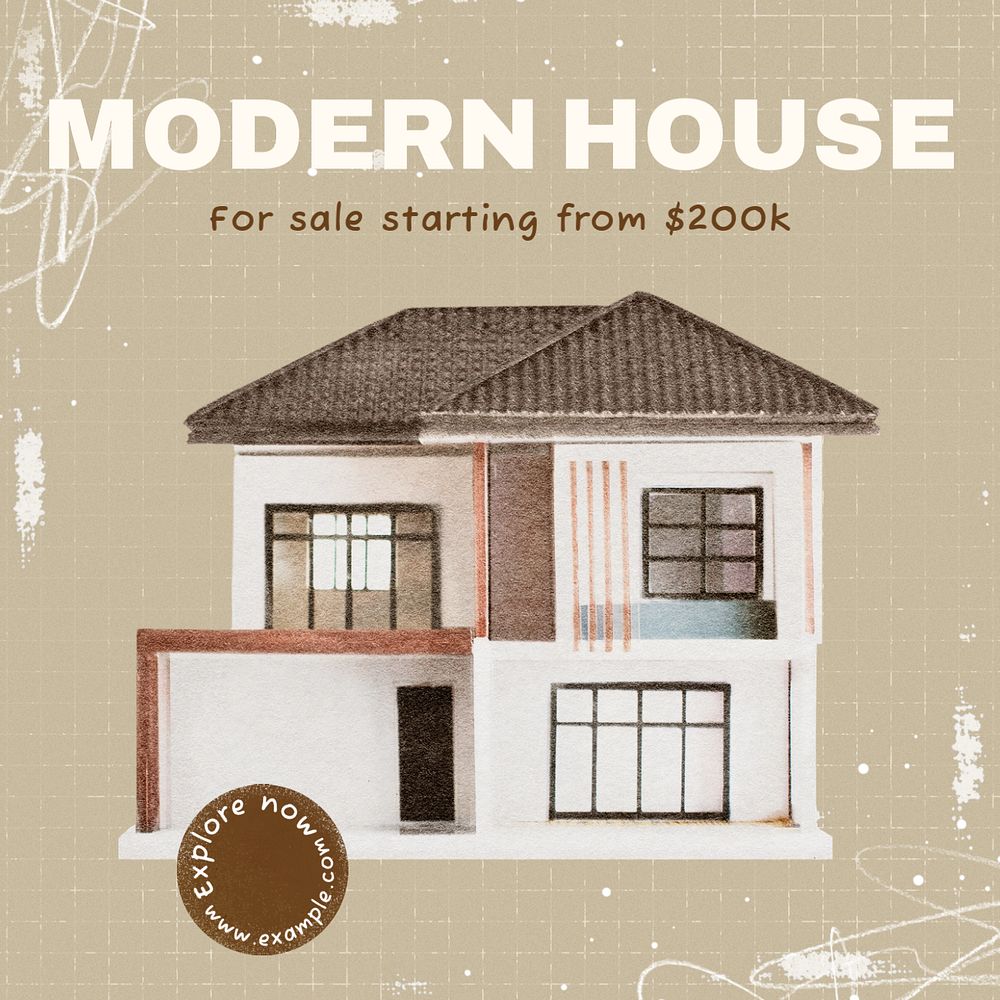 Modern house Instagram post template, editable text