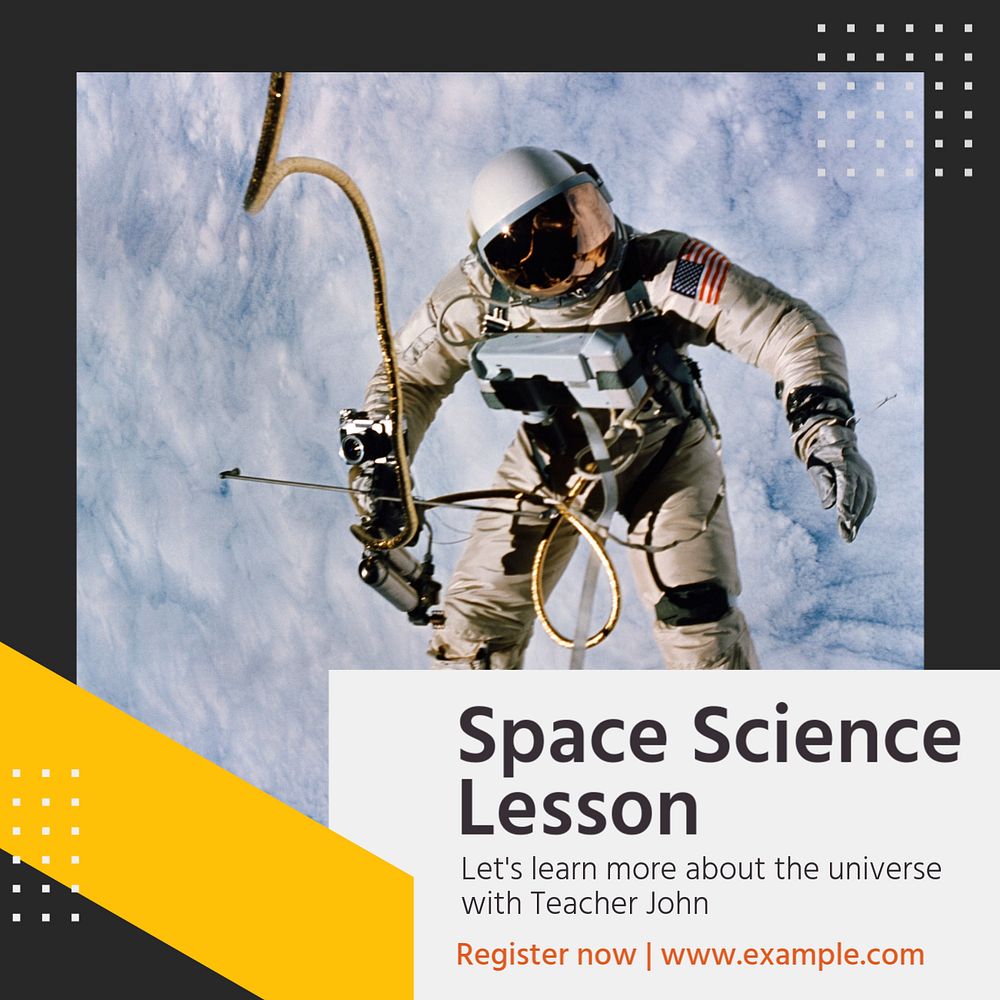 Space science lesson Instagram post template, editable text