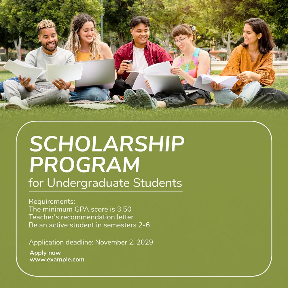 Scholarship program Instagram post template, editable text