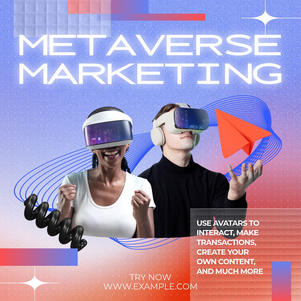 Metaverse marketing Instagram post template, editable text