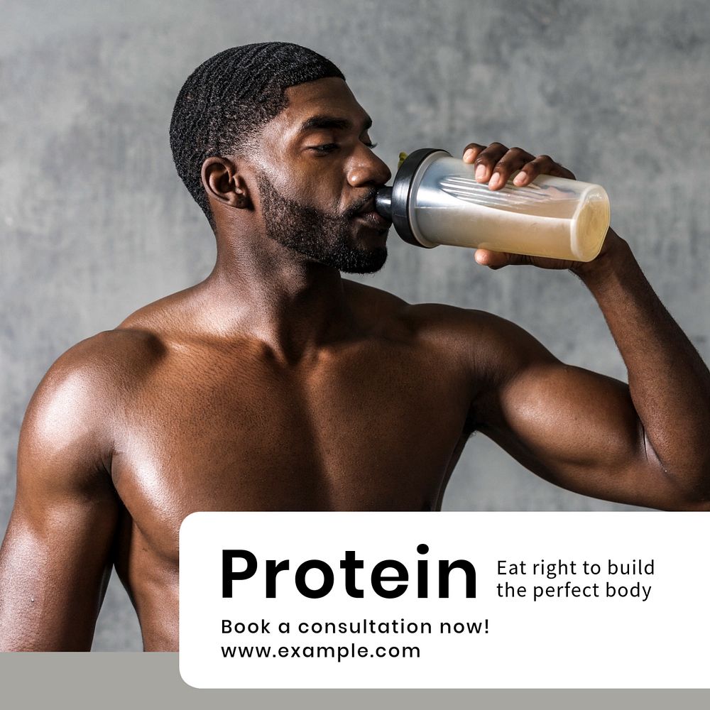 Protein & nutrition Instagram post template, editable text