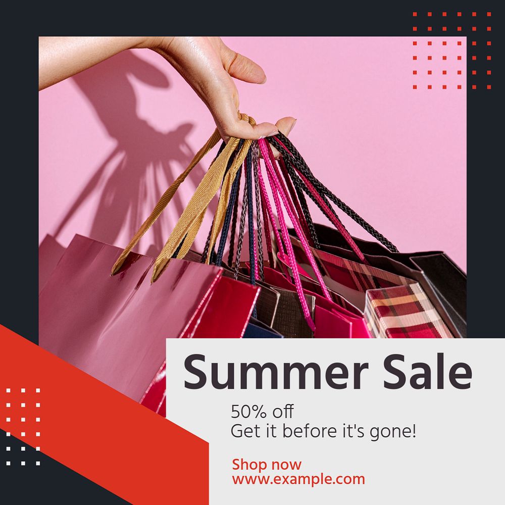 Summer sale Instagram post template, editable text