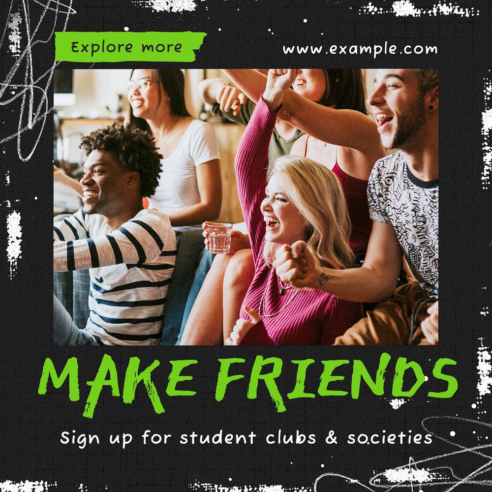 Make friends Instagram post template, editable text