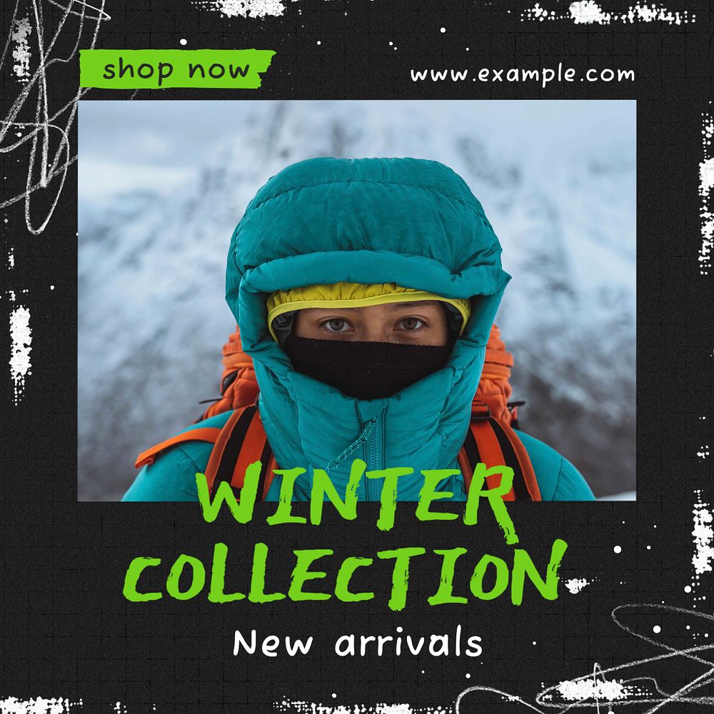 Winter collection Instagram post template, editable text