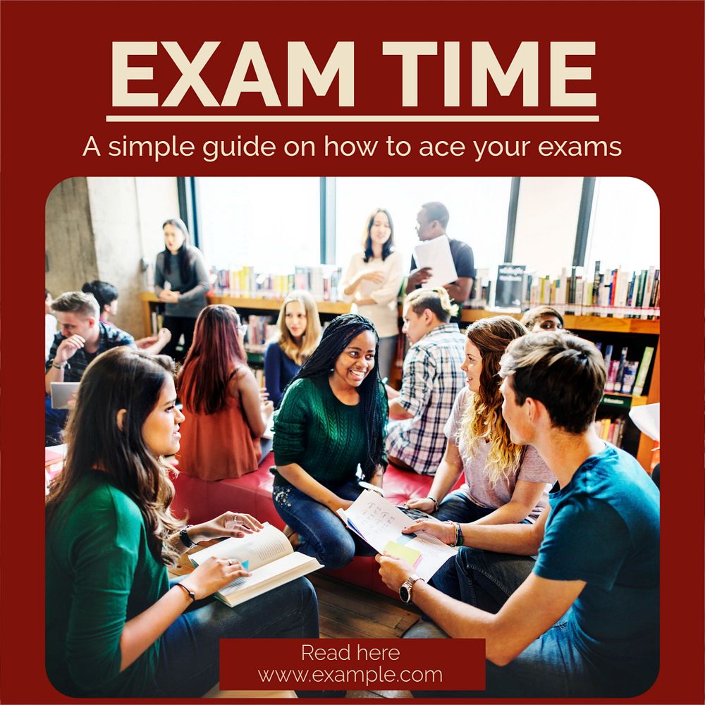 Exam time Instagram post template, editable text