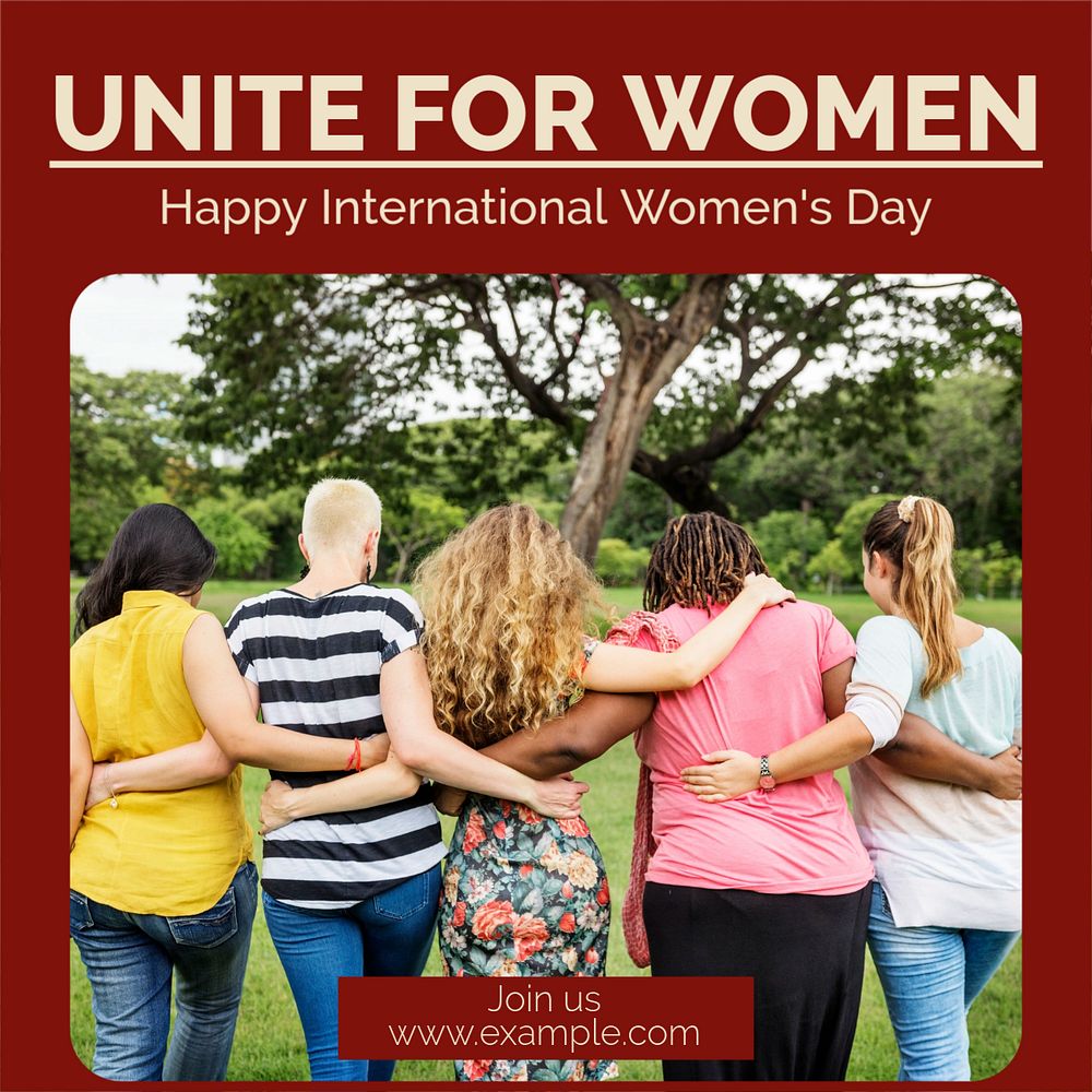 Unite for women Instagram post template, editable text