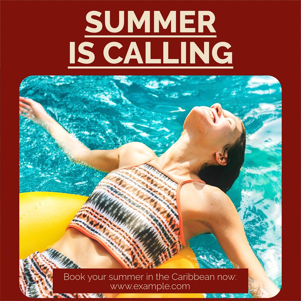 Summer is calling Instagram post template, editable text