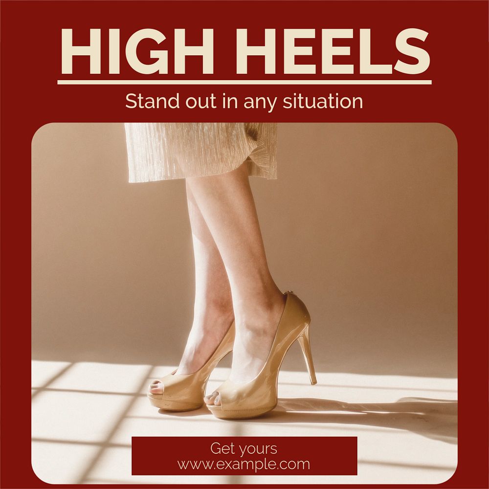 High heels Instagram post template, editable text