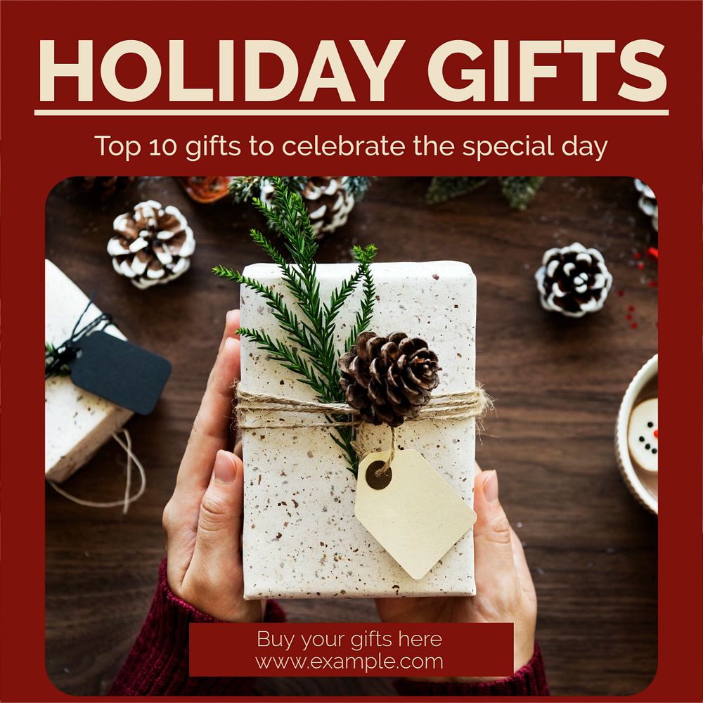 Holiday gifts Instagram post template, editable text