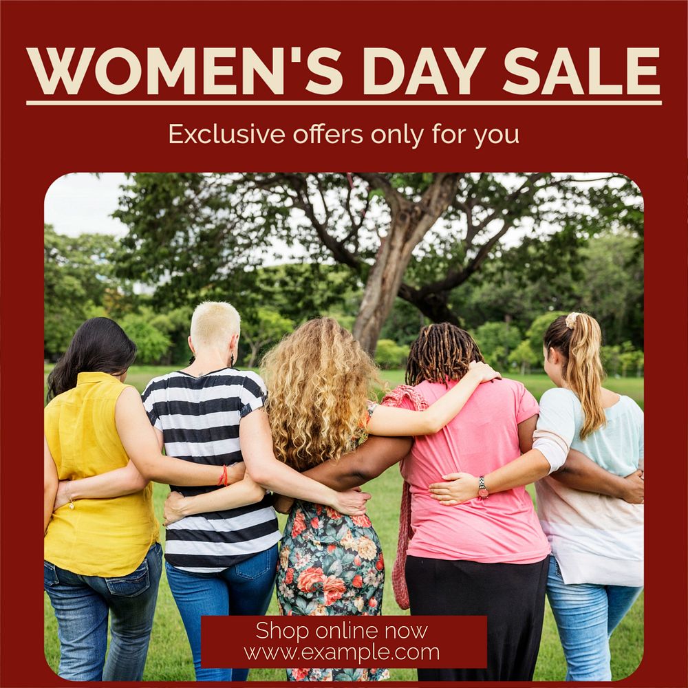 Women's day sale Instagram post template, editable text