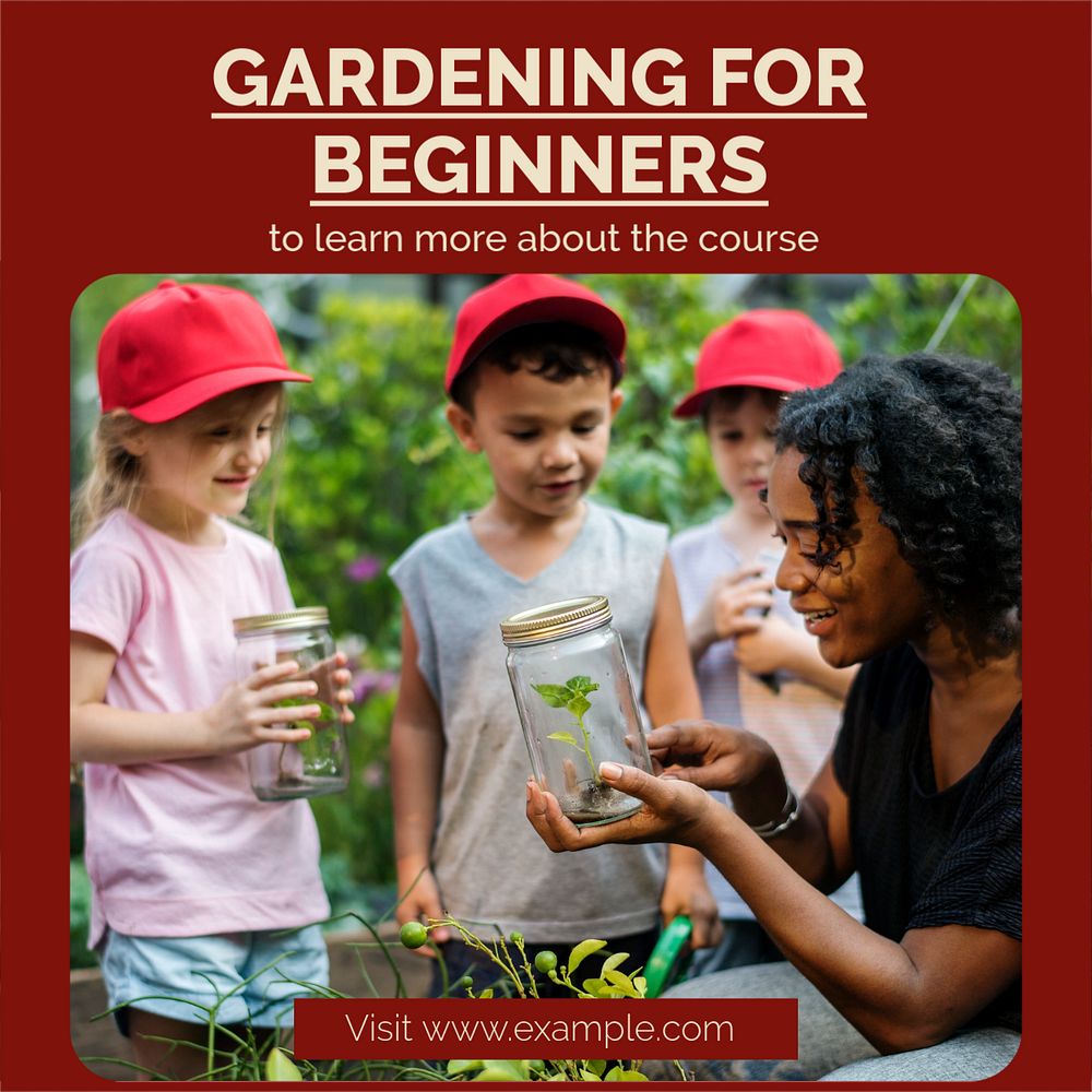 Gardening for beginners Instagram post template, editable text