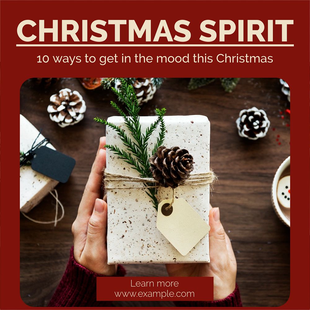 Christmas spirit Instagram post template, editable text