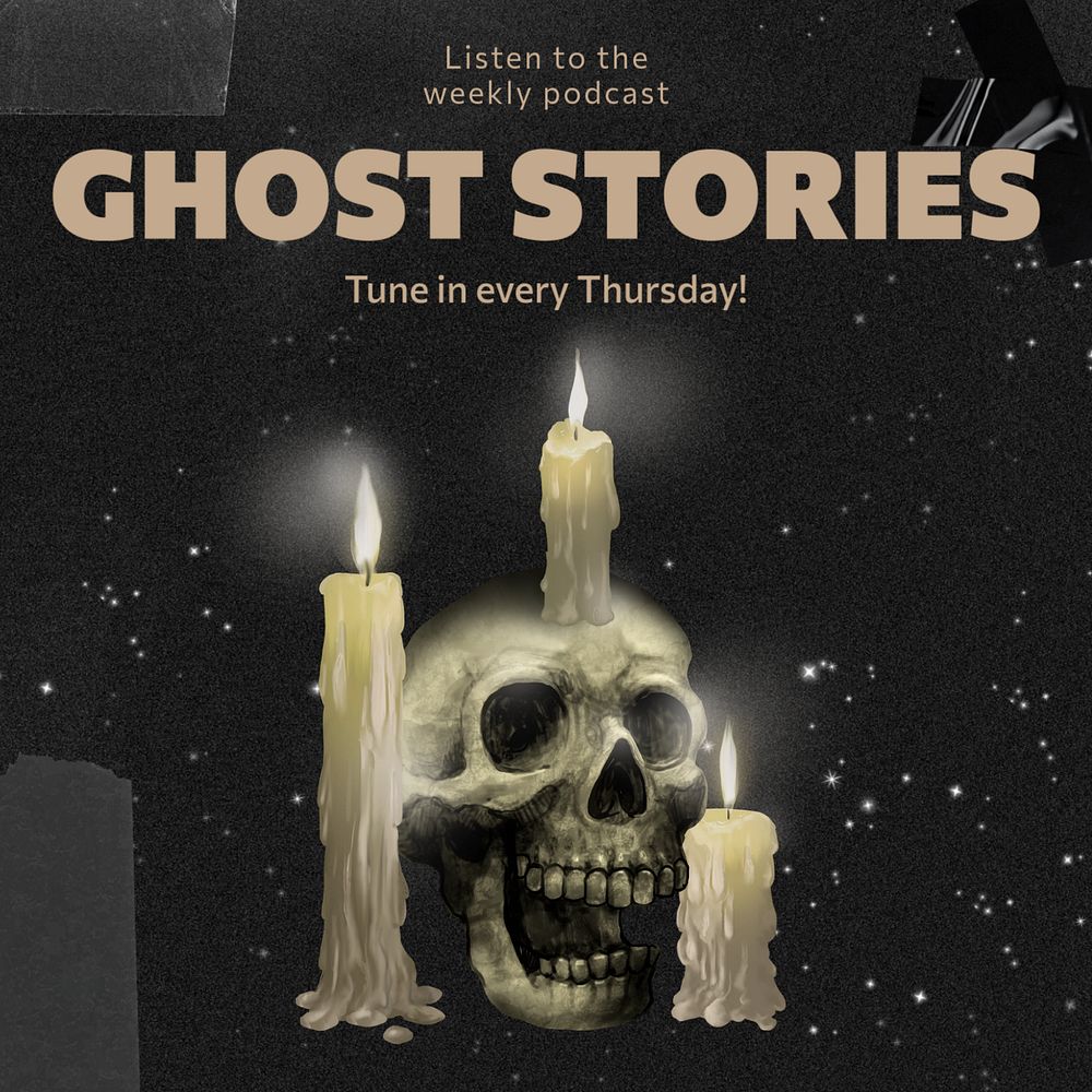 Ghost stories Instagram post template, editable text