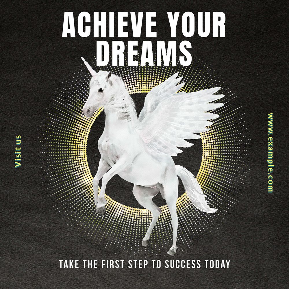 Achieve your dreams Instagram post template, editable text