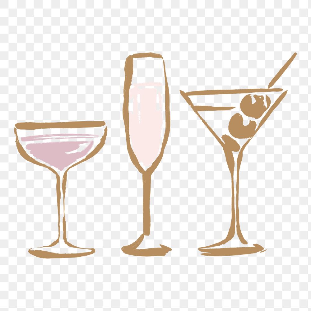 Pastel cocktails png element, aesthetic illustration, editable design