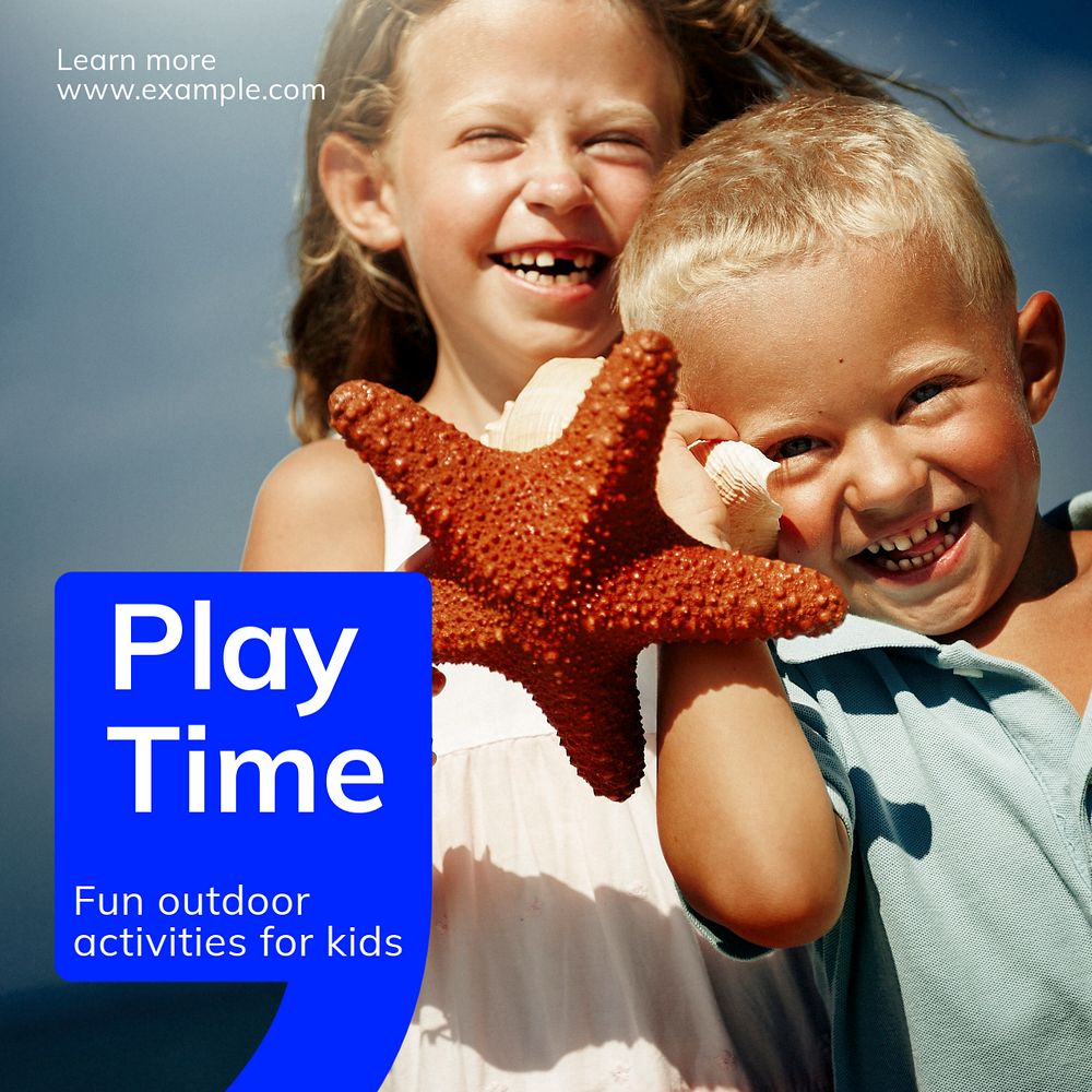 Play time Instagram post template, editable text