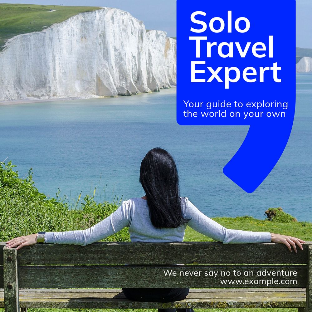 Solo travel Instagram post template, editable text