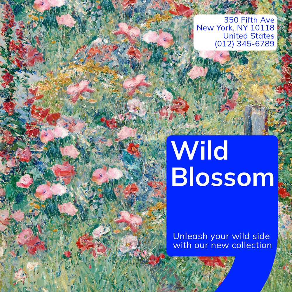 Wild blossom Instagram post template, editable text