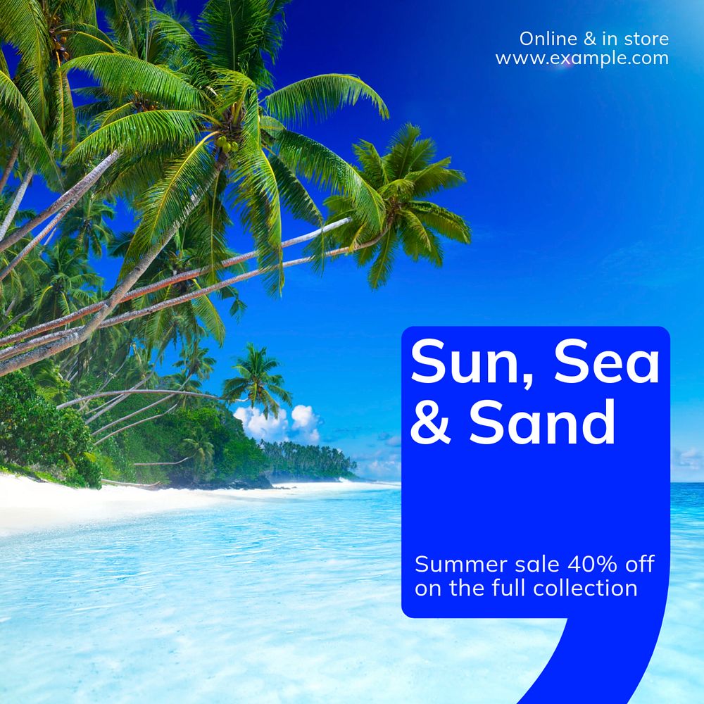 Summer sale Instagram post template, editable text