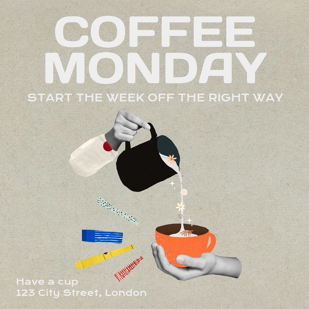 Coffee Monday Instagram post template, editable text