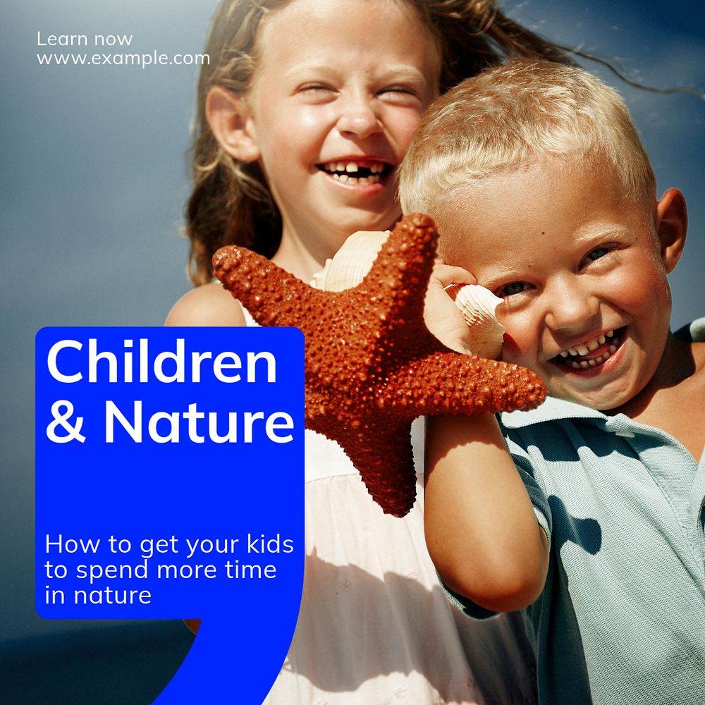 Children & nature Instagram post template, editable text