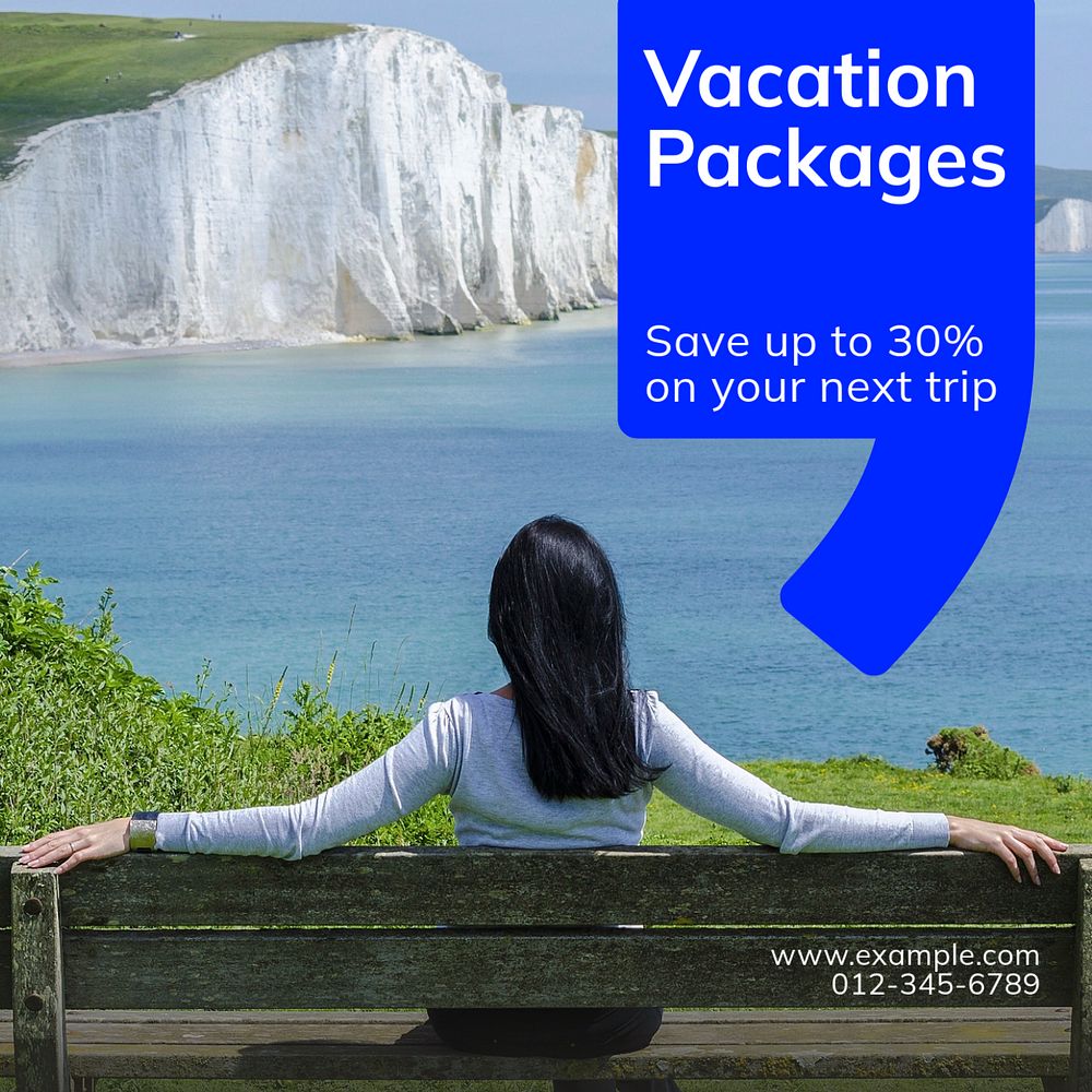 Vacation packages Instagram post template, editable text