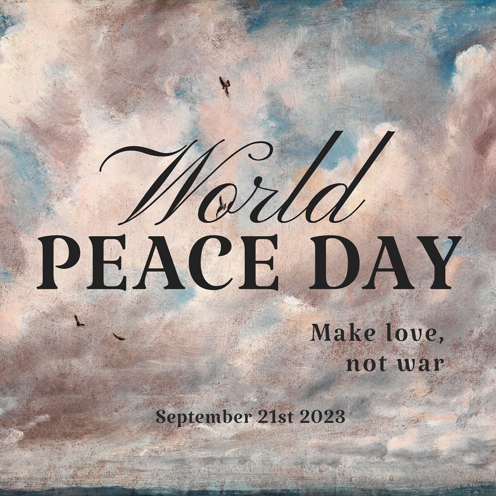 World peace day Instagram post template, editable text