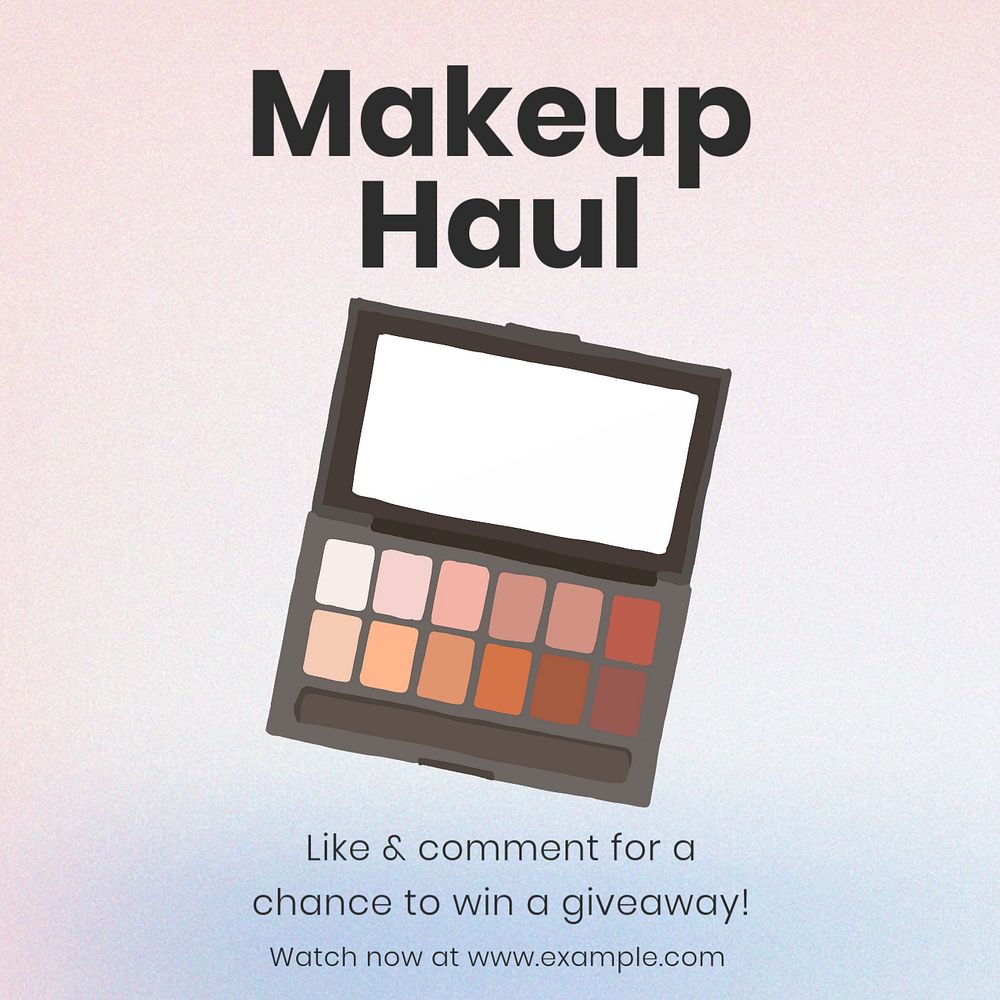 Makeup haul Instagram post template, editable text