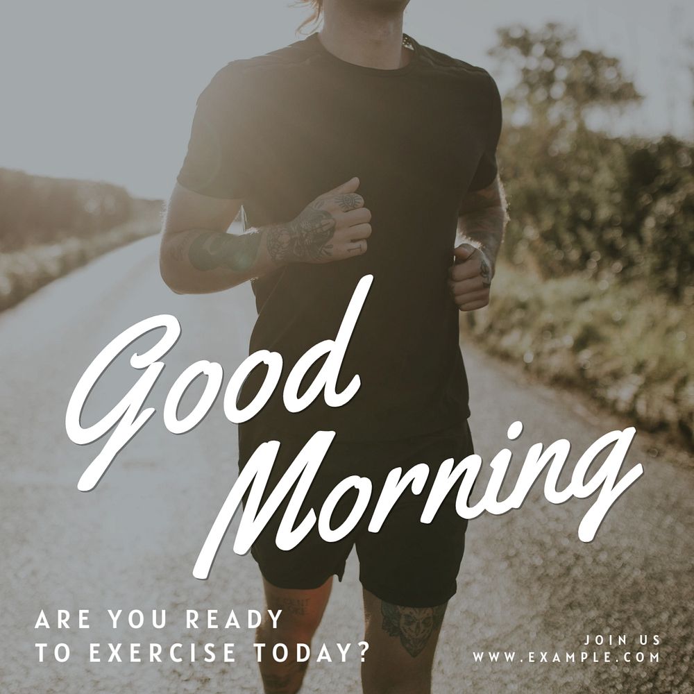 Morning exercise Instagram post template, editable text