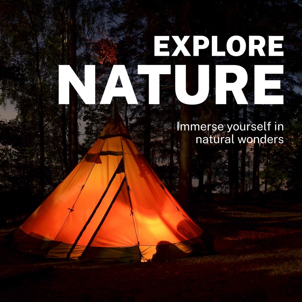 Explore nature Instagram post template, editable text