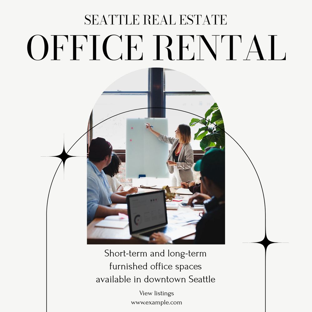 Office rental Instagram post template, editable text