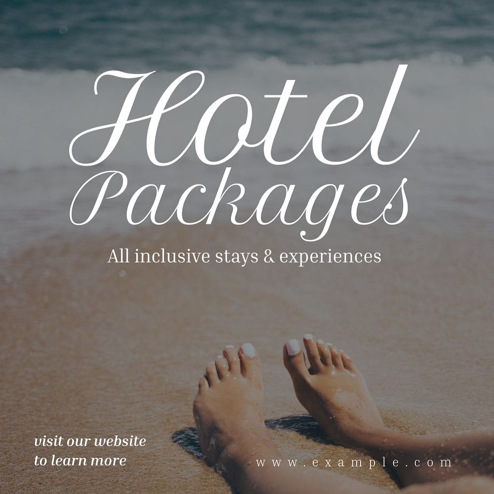 Hotel packages  Instagram post template, editable text